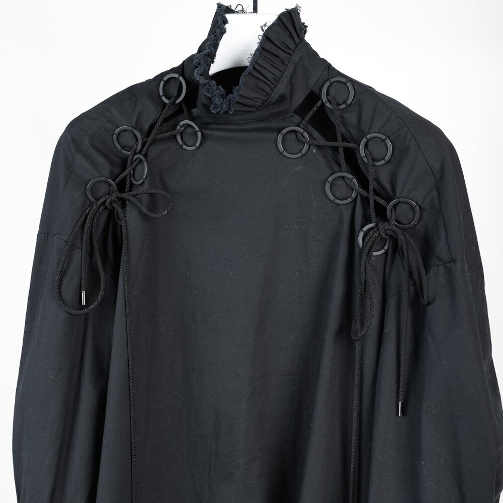 Ellery Rail Road Black Cotton Oversized Lace-Up Shirt - Picture 4 of 16